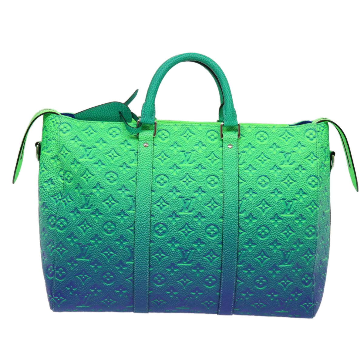 LOUIS VUITTON Monogram Illusion Keepall Tote Bag Neon Green M59688 Auth ai669S