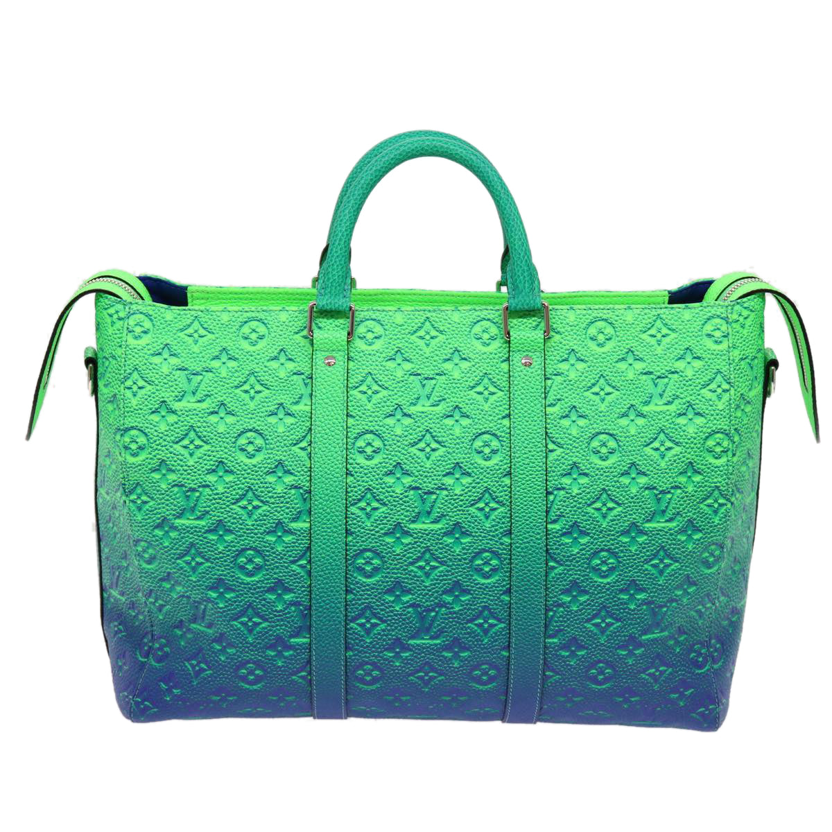 LOUIS VUITTON Monogram Illusion Keepall Tote Bag Neon Green M59688 Auth ai669S