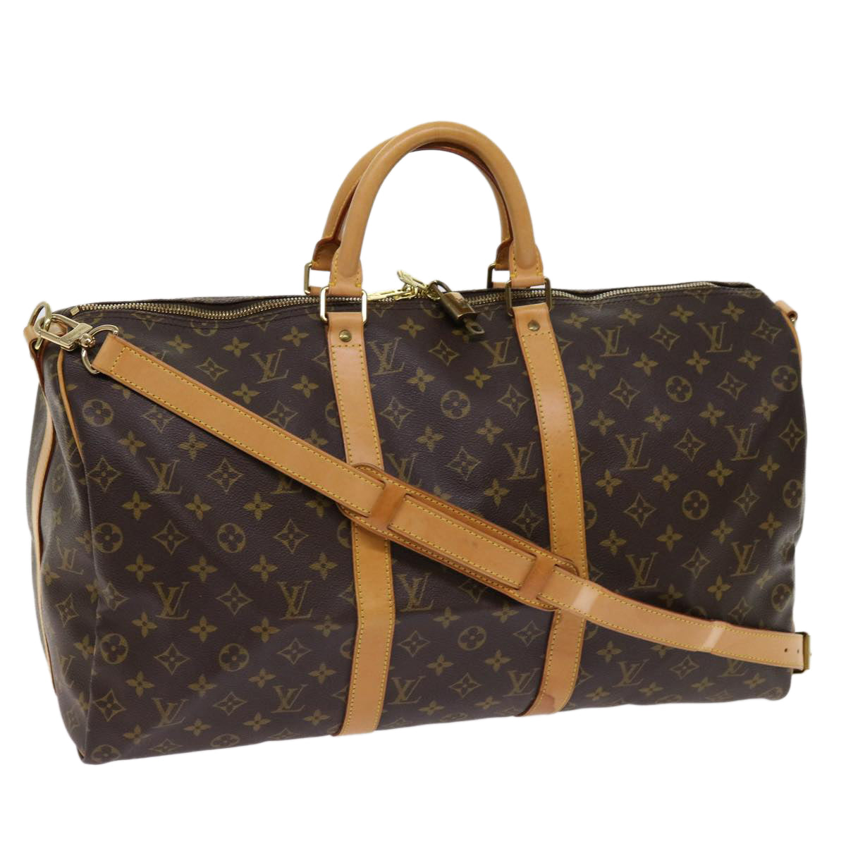 LOUIS VUITTON Monogram Keepall Bandouliere 50 Boston Bag M41416 LV Auth ai672