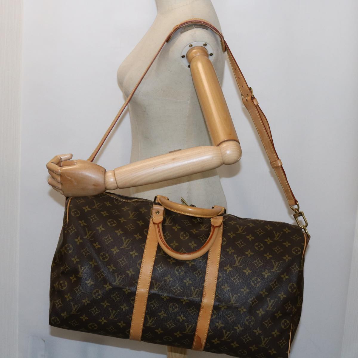 LOUIS VUITTON Monogram Keepall Bandouliere 50 Boston Bag M41416 LV Auth ai672