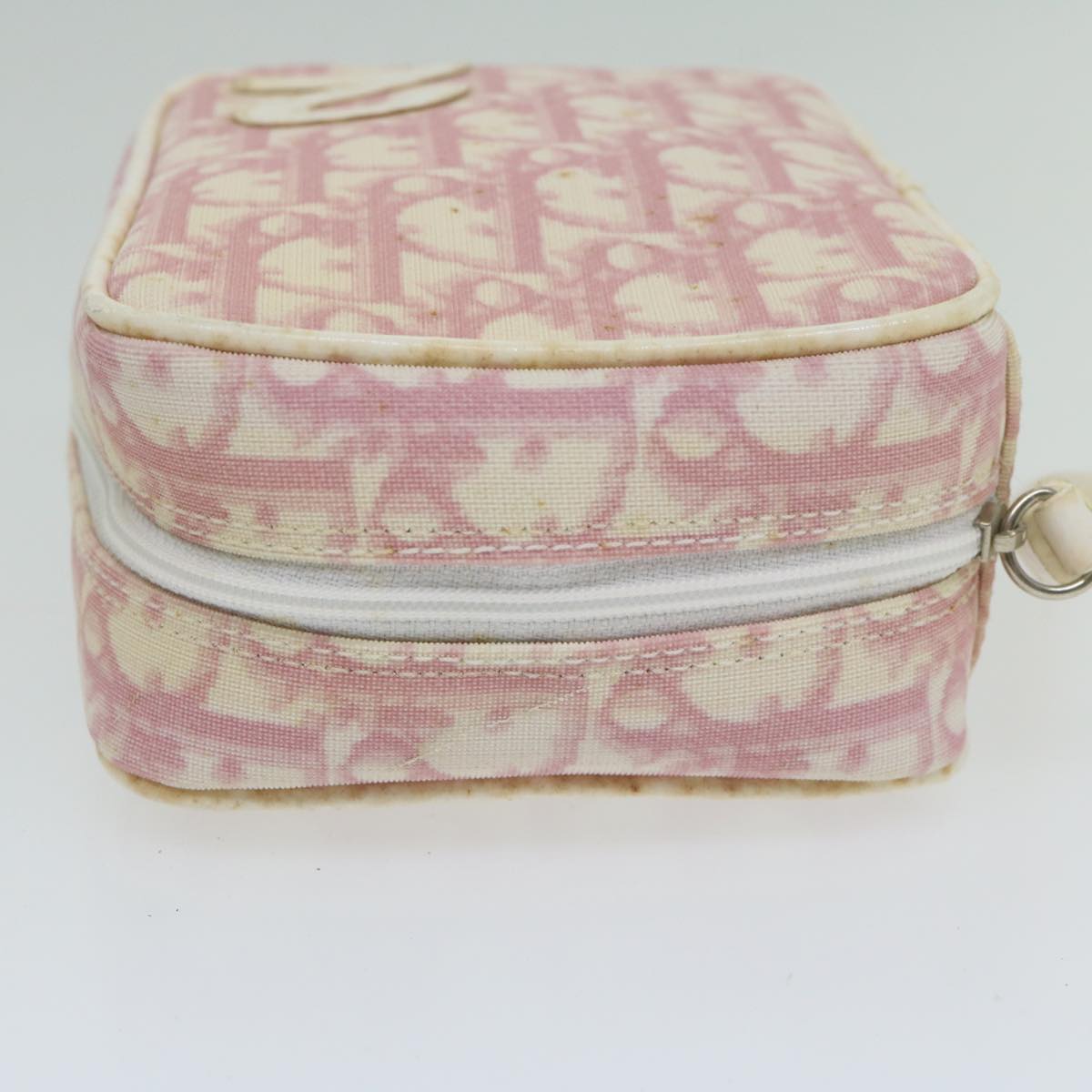 Christian Dior Trotter Canvas Pouch Pink Auth ai693