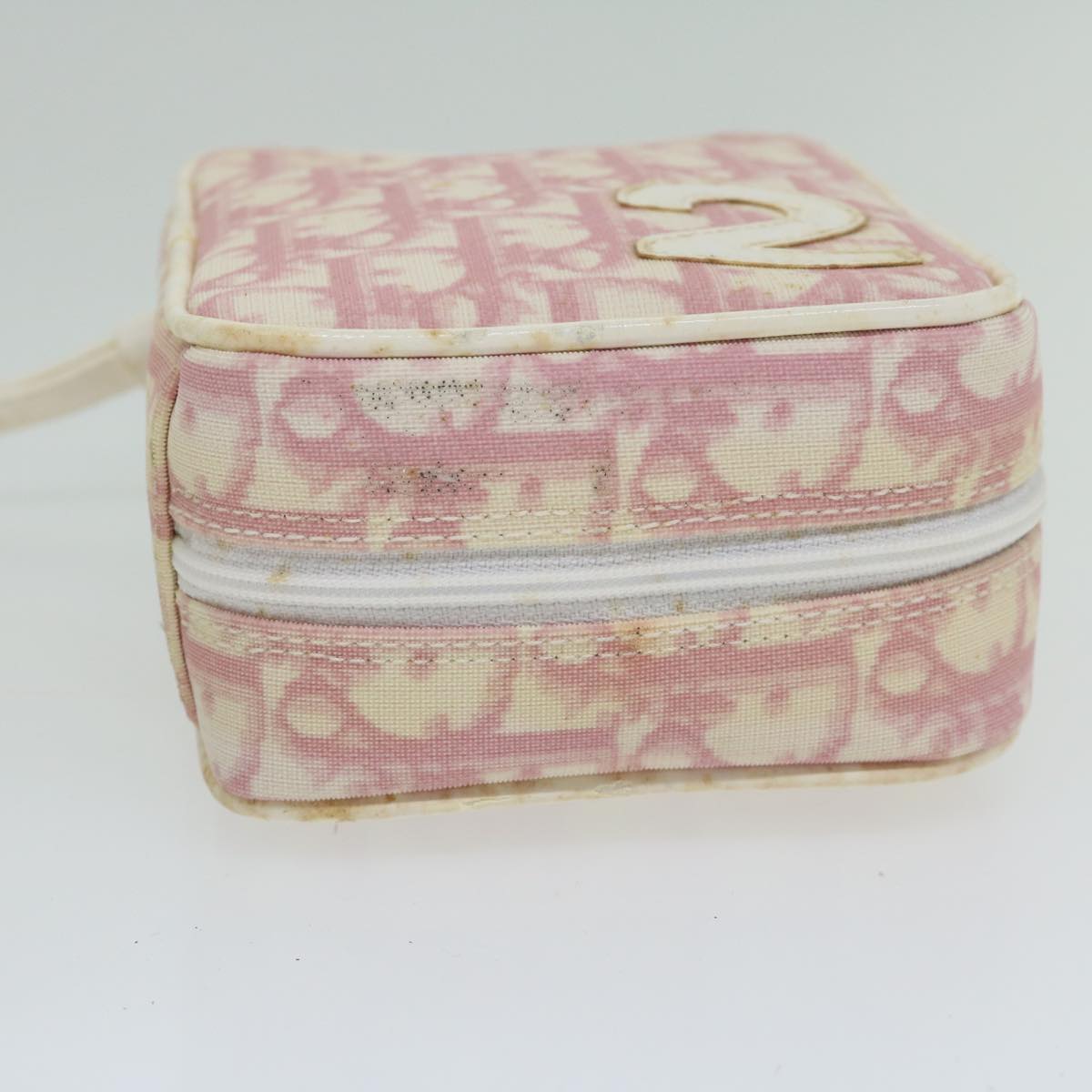 Christian Dior Trotter Canvas Pouch Pink Auth ai693