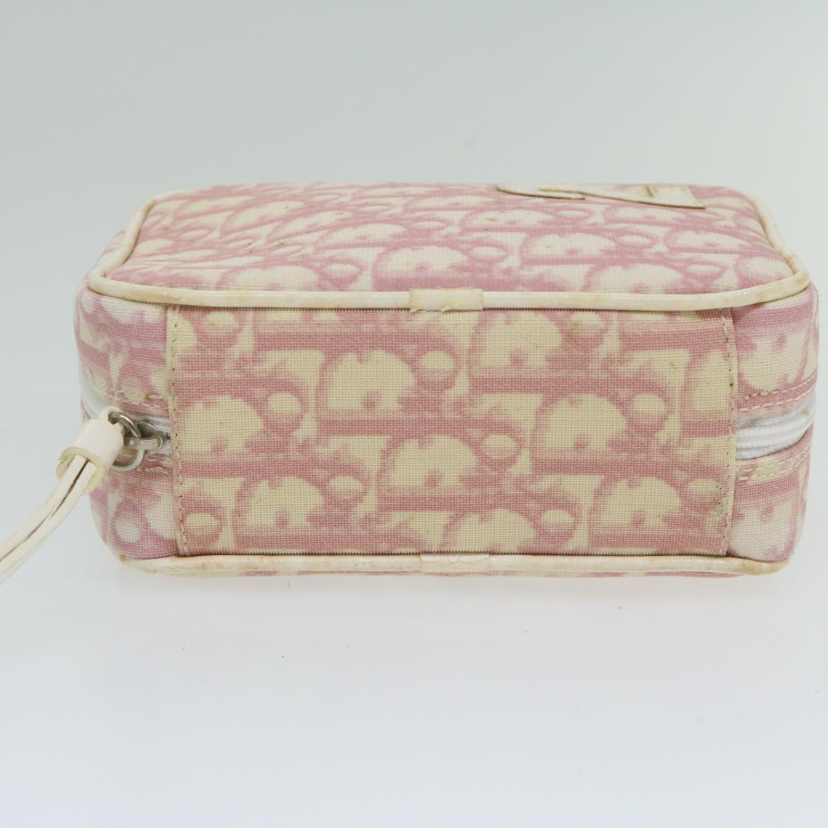 Christian Dior Trotter Canvas Pouch Pink Auth ai693