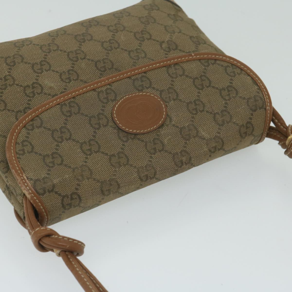 GUCCI GG Canvas Shoulder Bag Beige Auth ai697