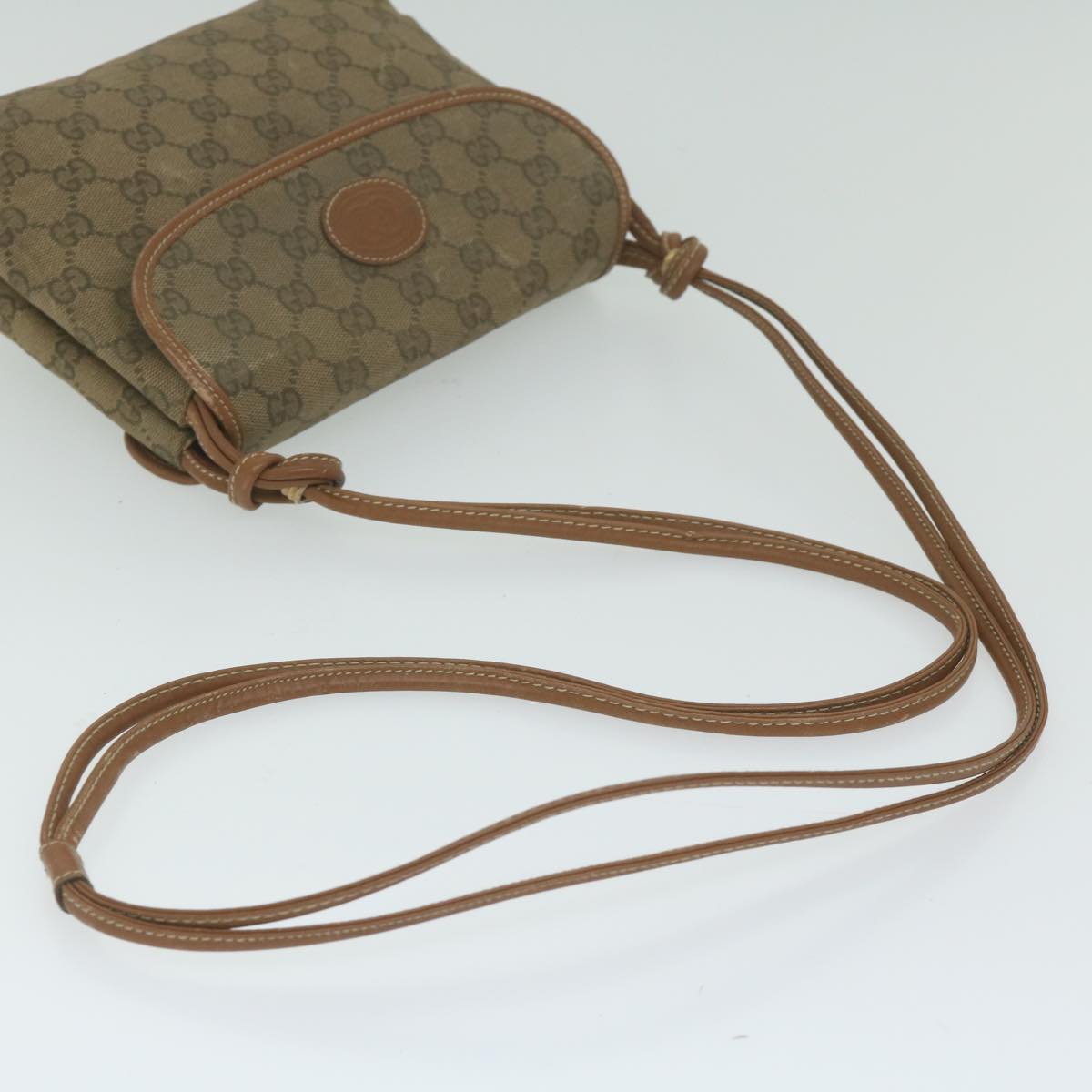 GUCCI GG Canvas Shoulder Bag Beige Auth ai697