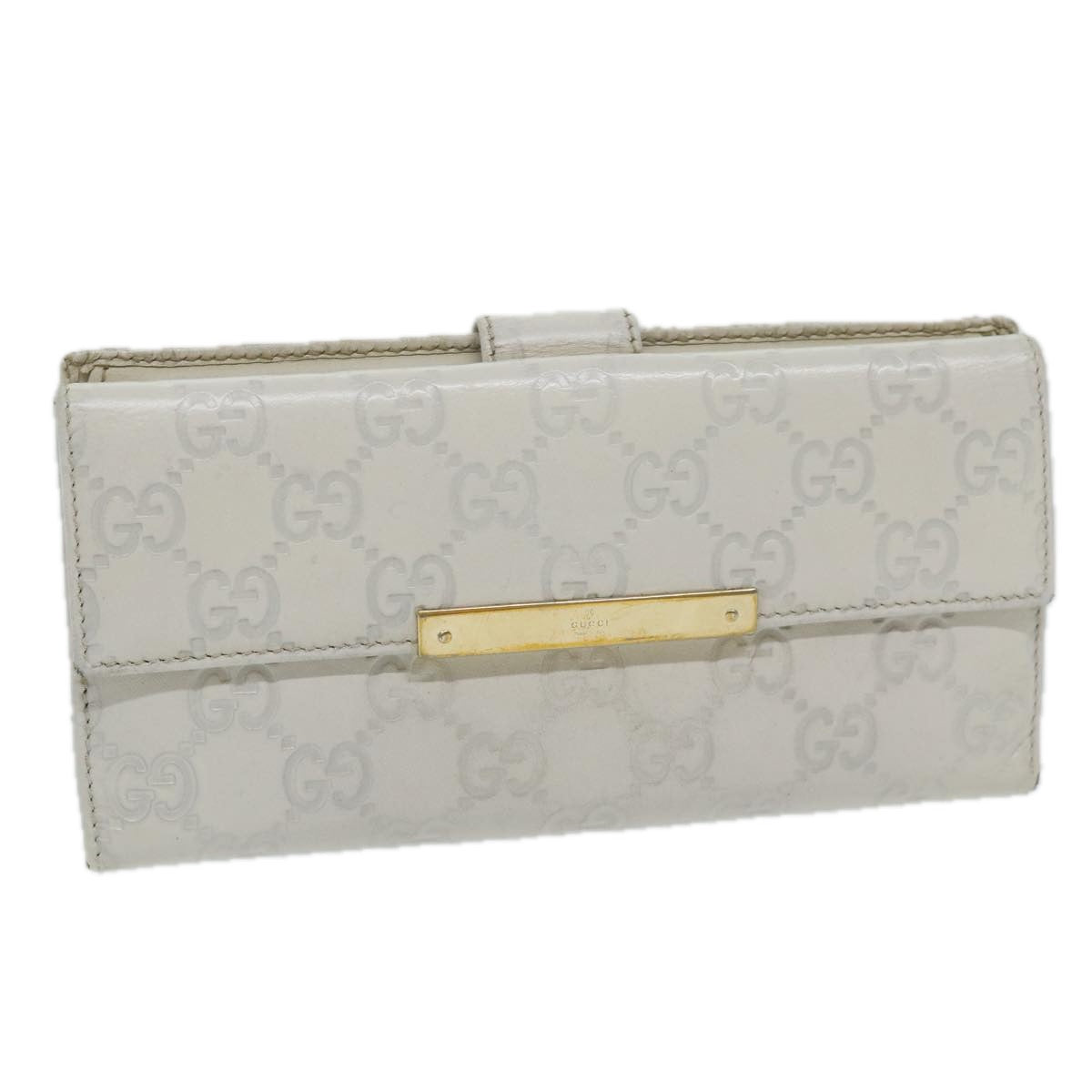 GUCCI GG Canvas Guccissima Long Wallet White 112715 Auth ai704