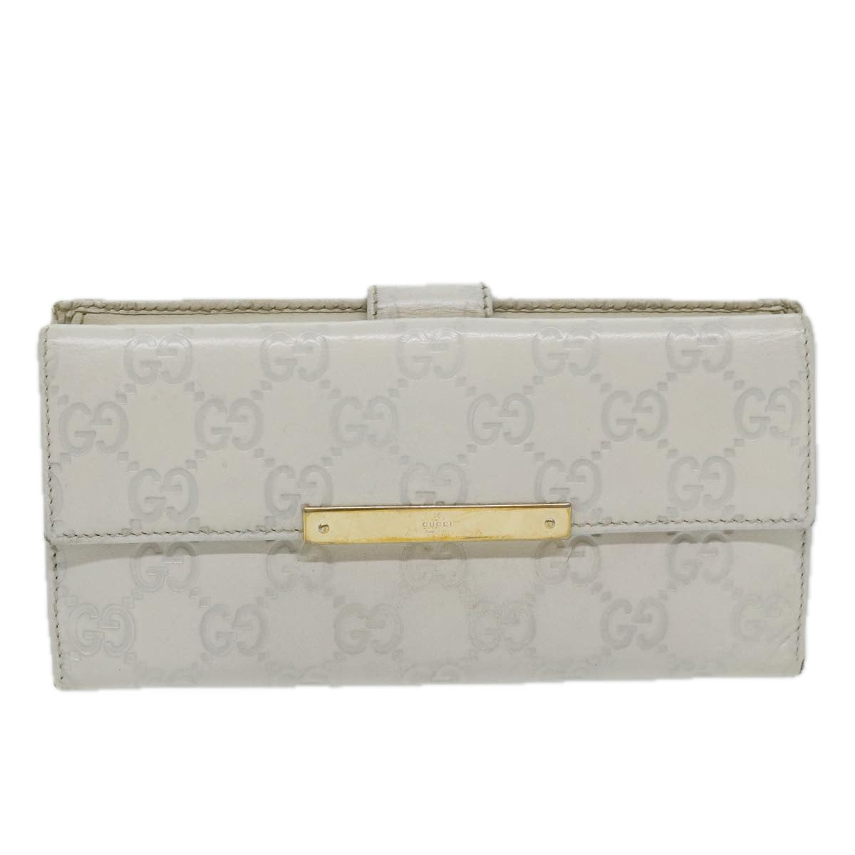 GUCCI GG Canvas Guccissima Long Wallet White 112715 Auth ai704