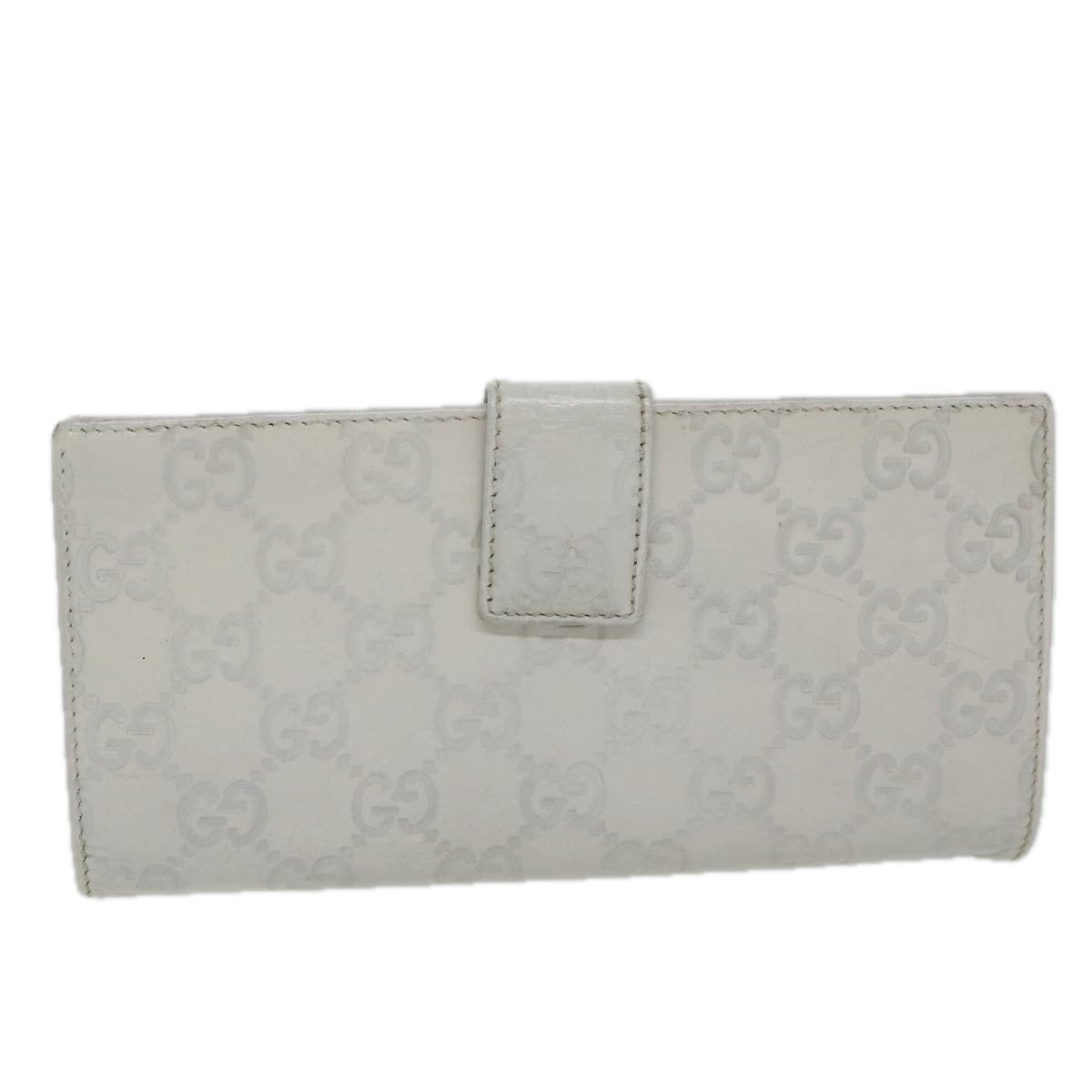 GUCCI GG Canvas Guccissima Long Wallet White 112715 Auth ai704