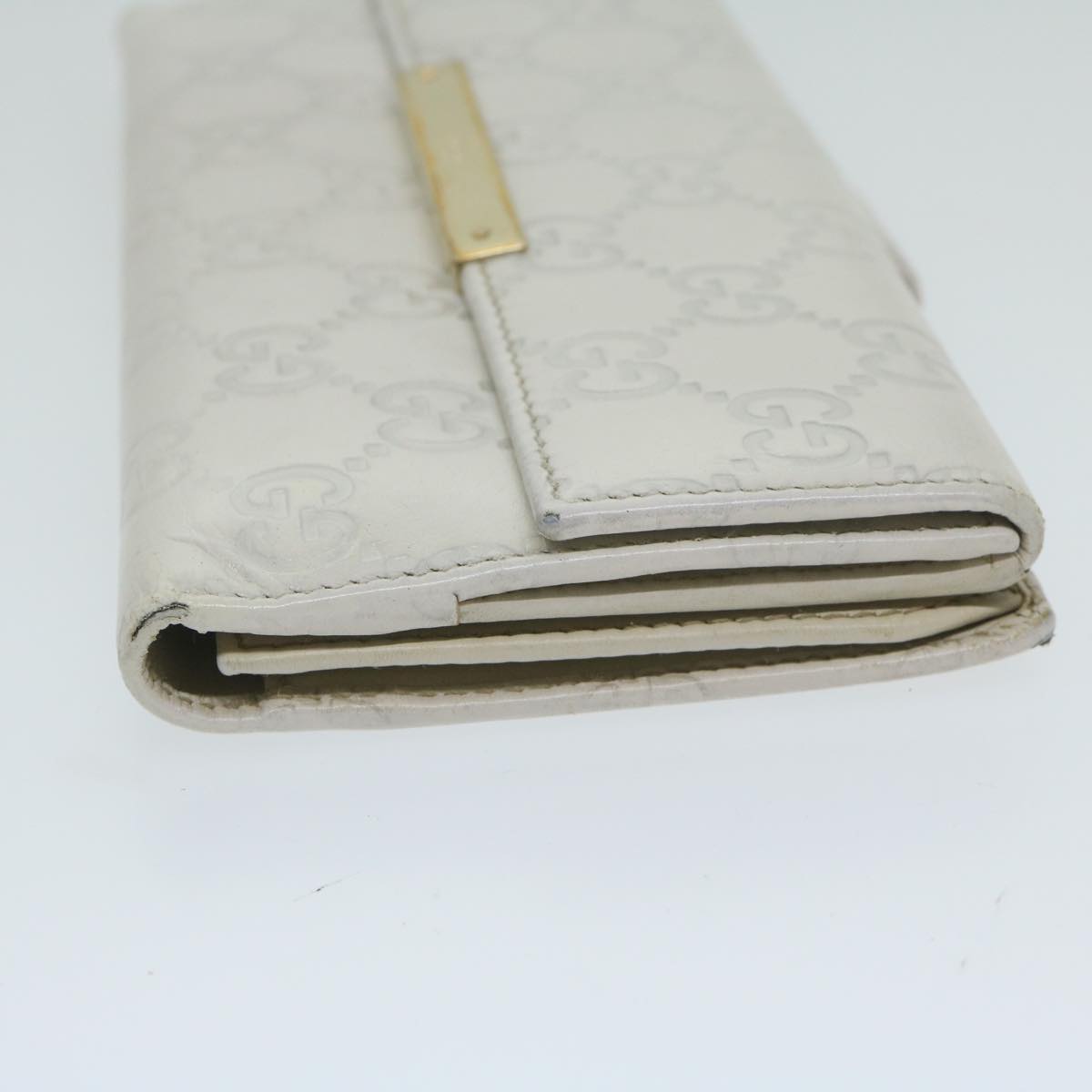 GUCCI GG Canvas Guccissima Long Wallet White 112715 Auth ai704