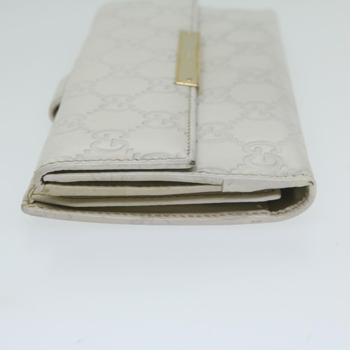 GUCCI GG Canvas Guccissima Long Wallet White 112715 Auth ai704