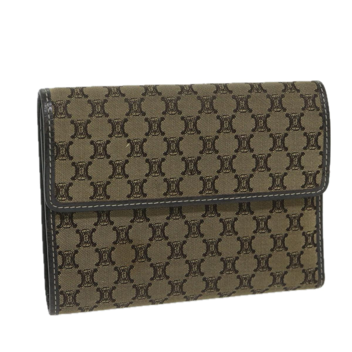 CELINE Macadam Canvas Wallet Beige Auth ai707