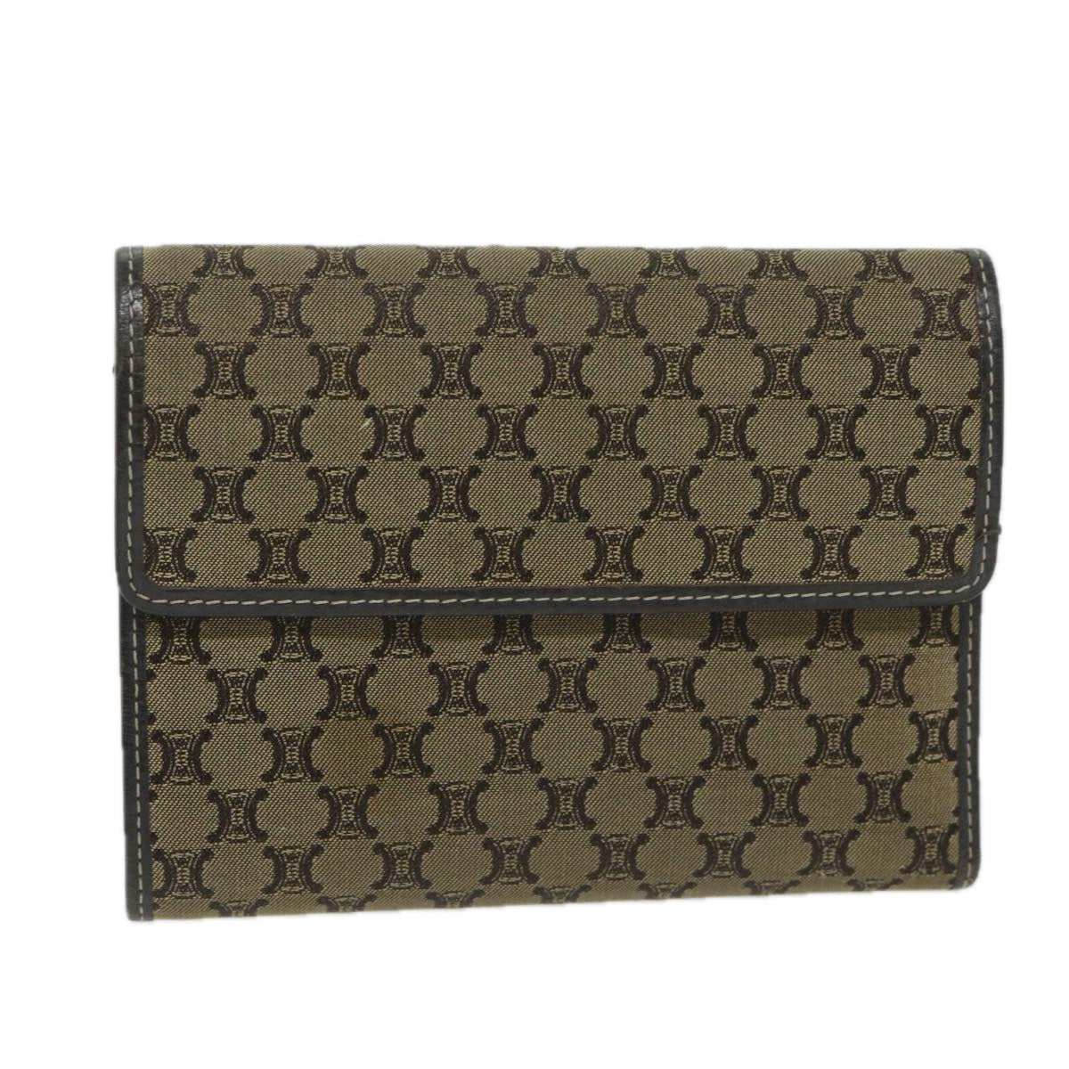 CELINE Macadam Canvas Wallet Beige Auth ai707