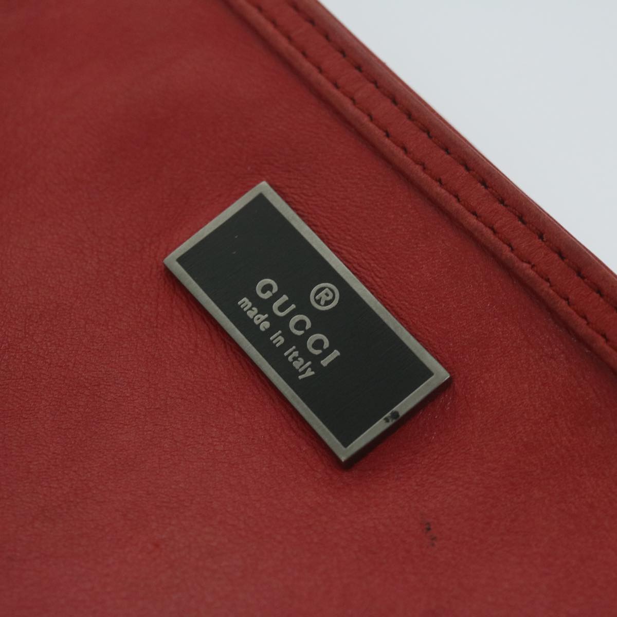 GUCCI Shoulder Bag Leather Red Auth ai714