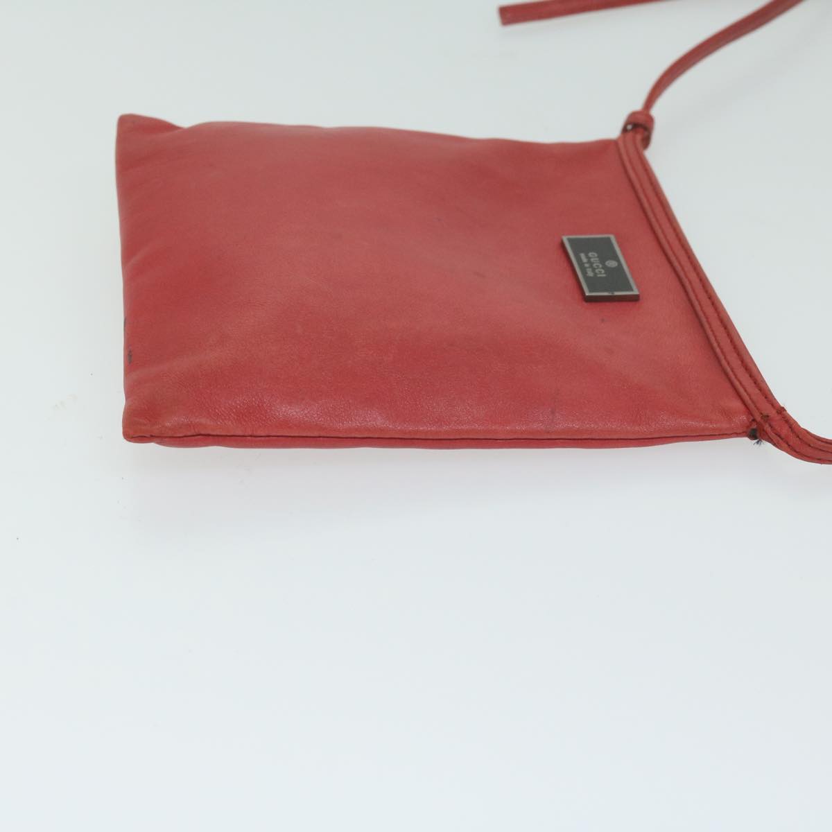 GUCCI Shoulder Bag Leather Red Auth ai714