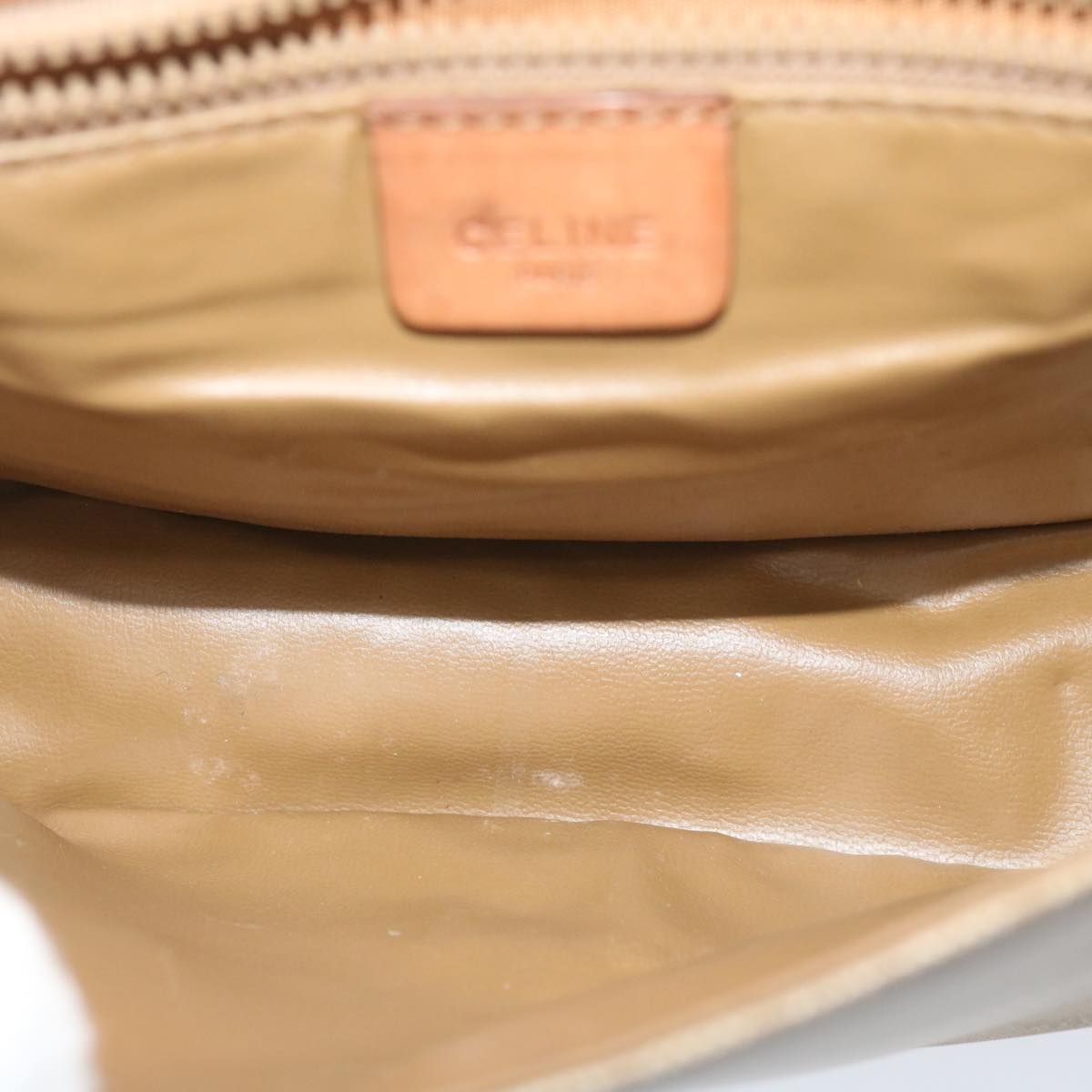 CELINE Macadam Canvas Shoulder Bag Beige Auth ai726