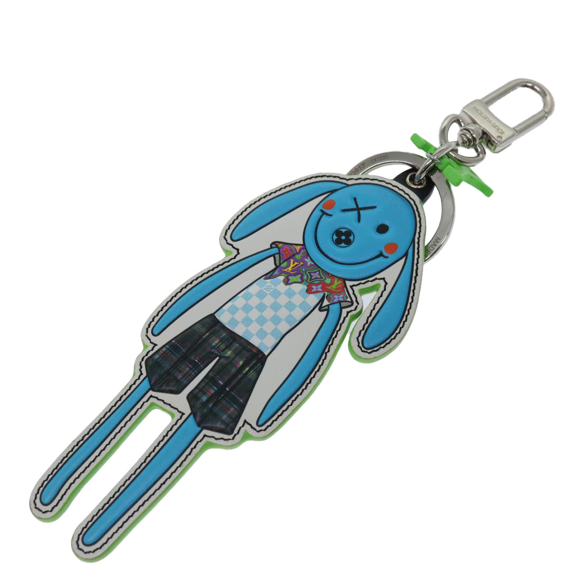 LOUIS VUITTON Porte Cles LV Rabbit Key Ring Leather Blue MP2917 LV Auth ai777A