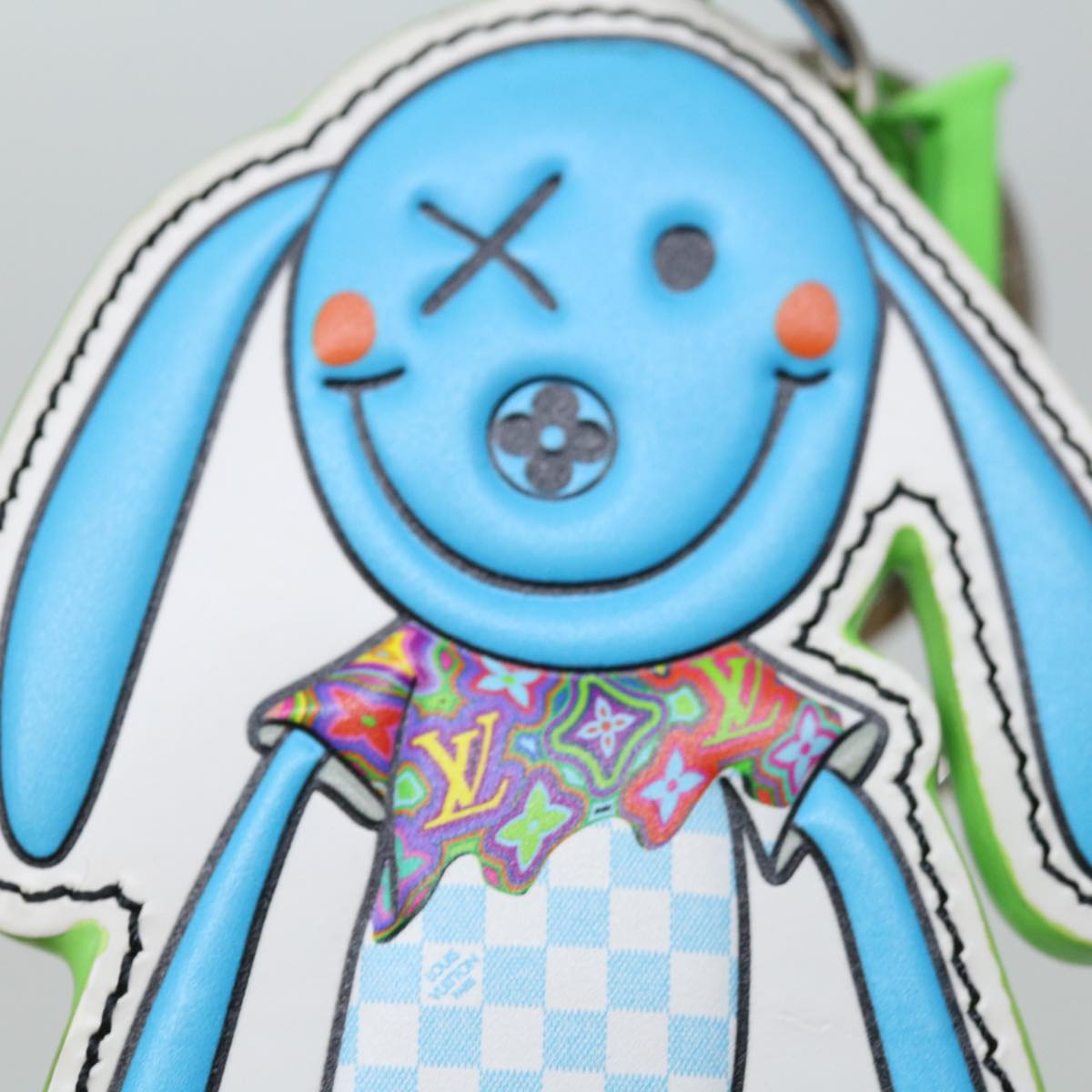 LOUIS VUITTON Porte Cles LV Rabbit Key Ring Leather Blue MP2917 LV Auth ai777A