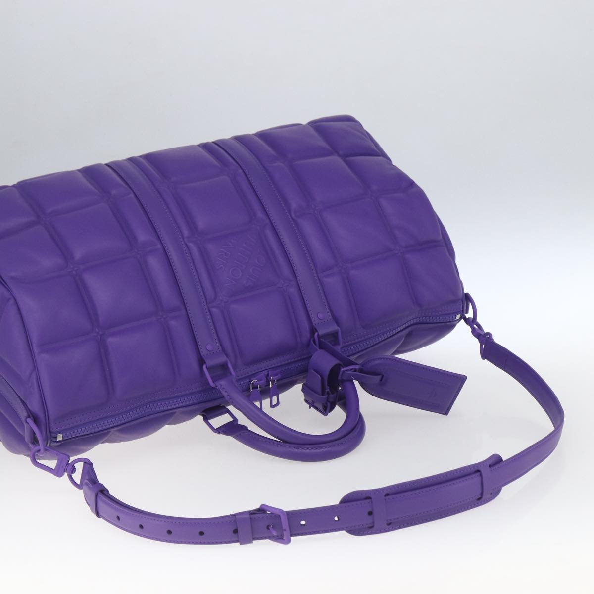 LOUIS VUITTON Puffy Damier Keepall Bandouliere 50 Bag Purple M20922 Auth ai791SM