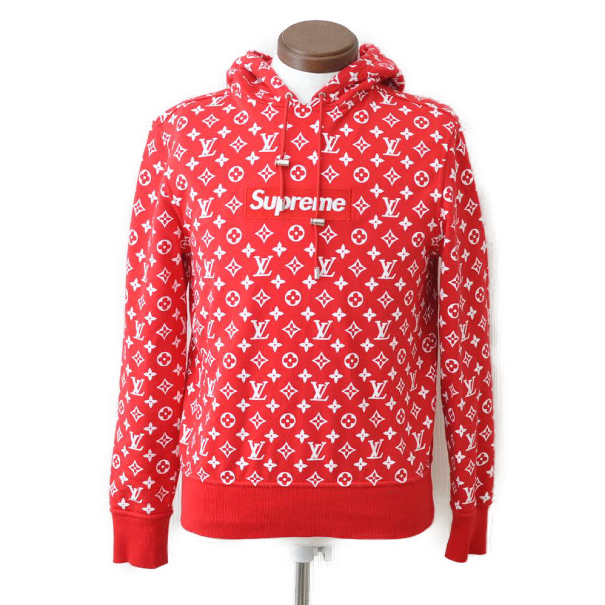 LOUIS VUITTON Supreme Box Logo Hoodie Red XXS LV Auth ak145