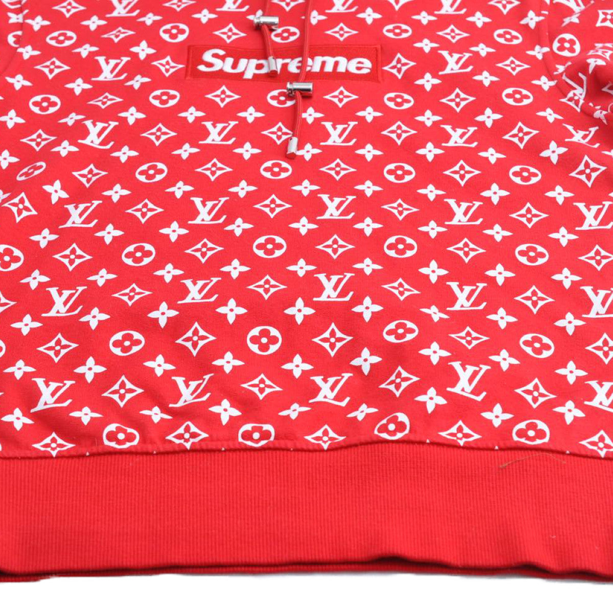 LOUIS VUITTON Supreme Box Logo Hoodie Red XXS LV Auth ak145