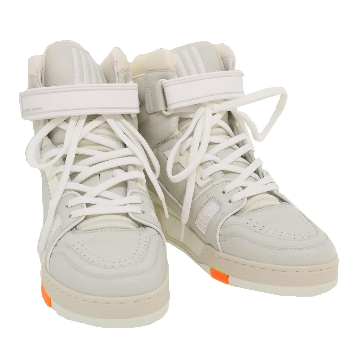 LOUIS VUITTON Trainer sneakers Leather High cut White 1A5A0D LV Auth ak173SM
