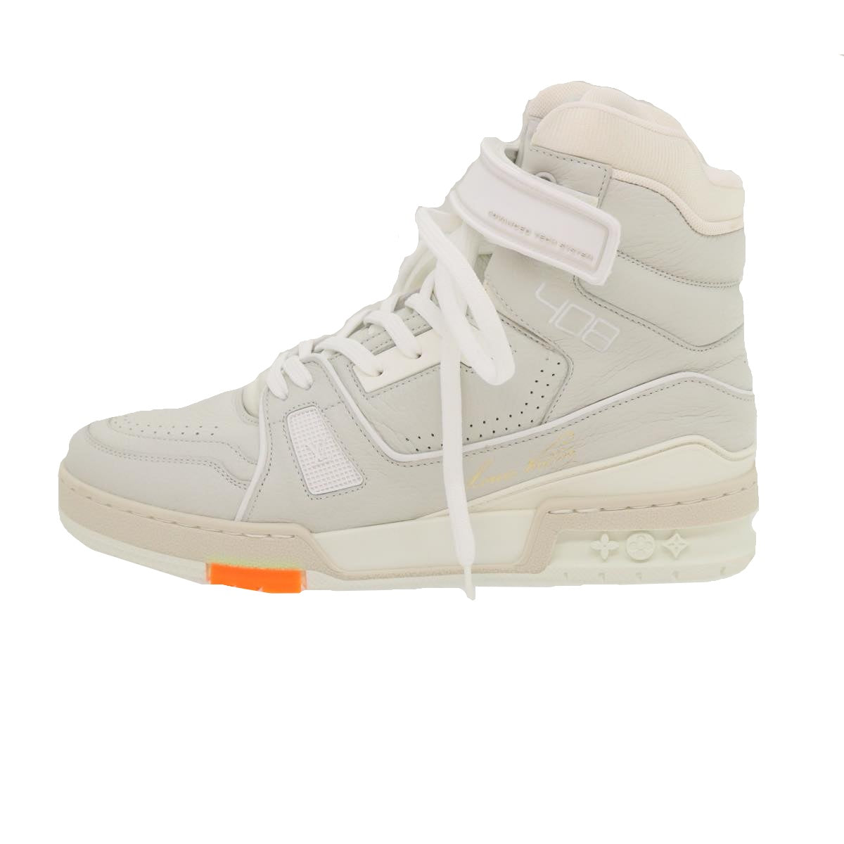 LOUIS VUITTON Trainer sneakers Leather High cut White 1A5A0D LV Auth ak173SM