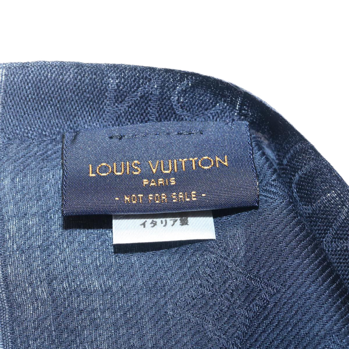 LOUIS VUITTON Monogram Signature VIP Shawl Silk Cashmere Navy LV Auth ak174A