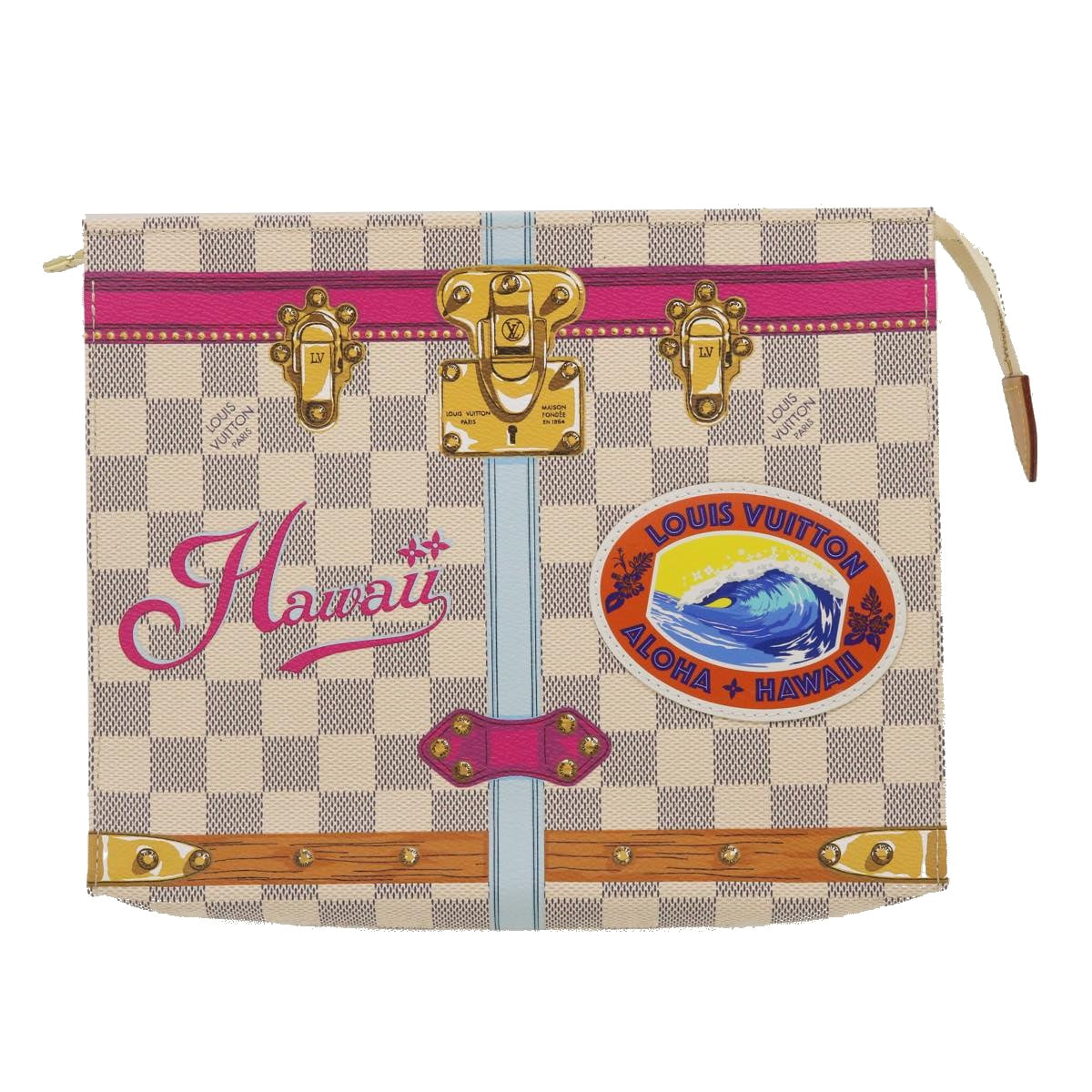 LOUIS VUITTON Damier Azur Poche Toilette 26 Pouch M41438 LV Auth ak181SAM