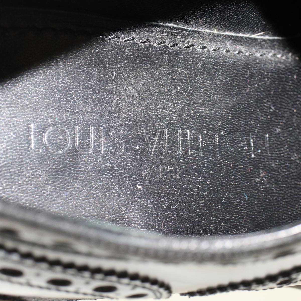 LOUIS VUITTON Wing Tip Medallio Shoes Leather 5.5 M Black MP3136 LV Auth ak214
