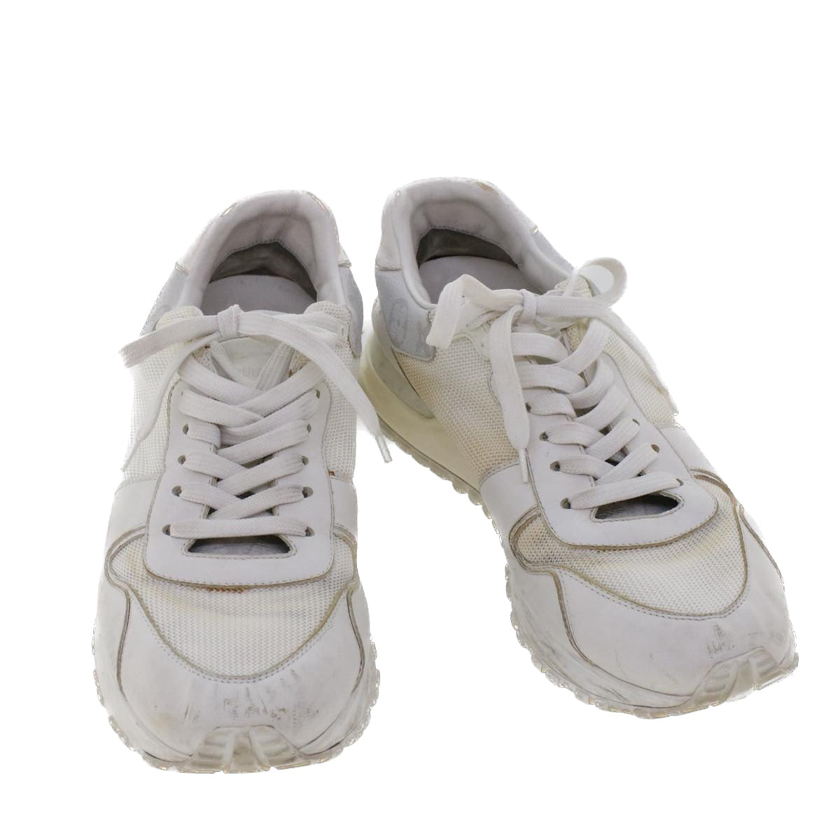 LOUIS VUITTON Monogram Runaway Line Sneakers Leather 6 White LV Auth ak215