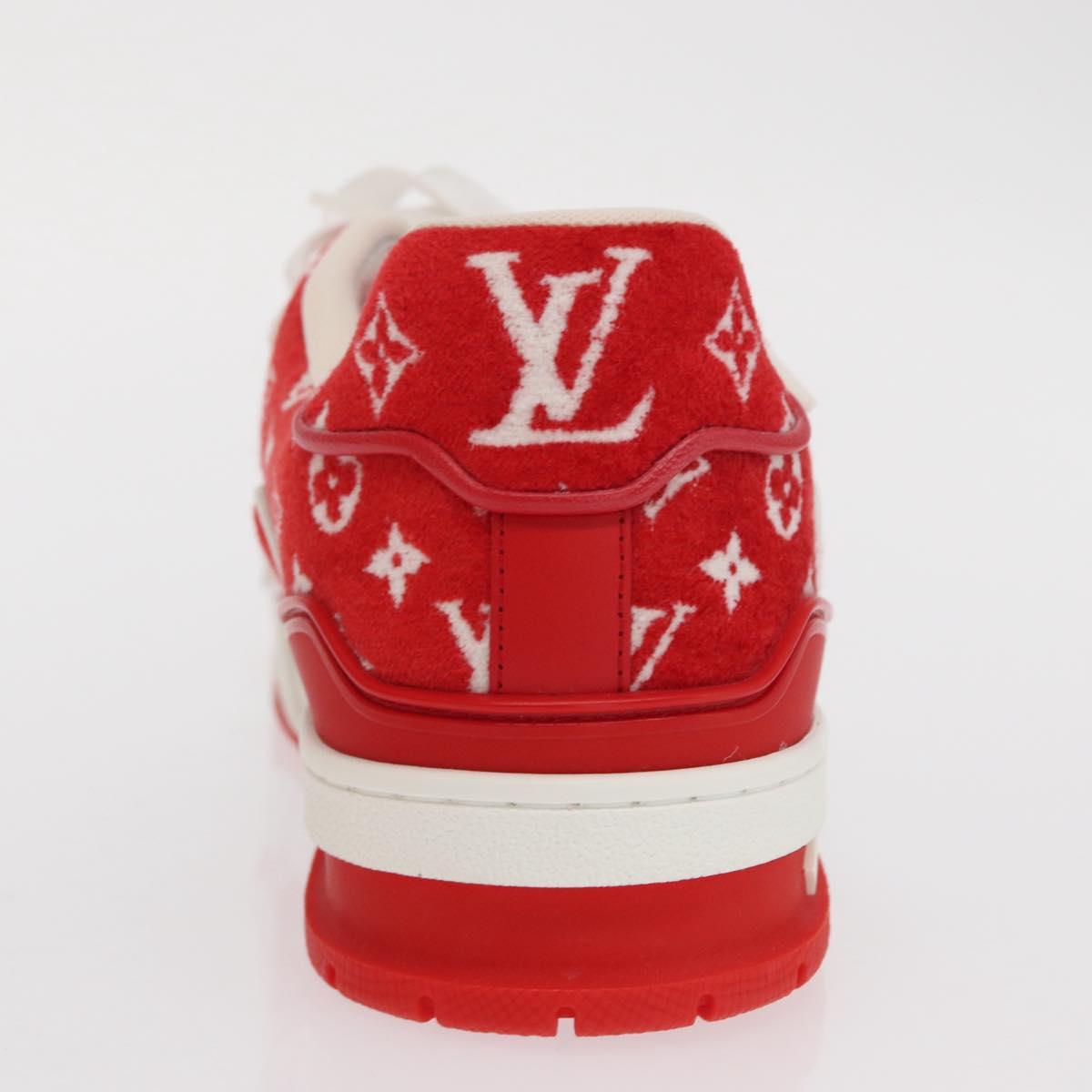 LOUIS VUITTON LV Rainer Line Fabric Sneakers Red LD0233 LV Auth ak217SM