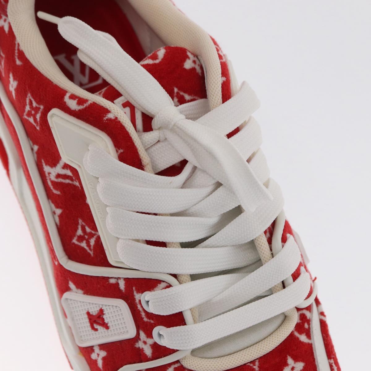 LOUIS VUITTON LV Rainer Line Fabric Sneakers Red LD0233 LV Auth ak217SM