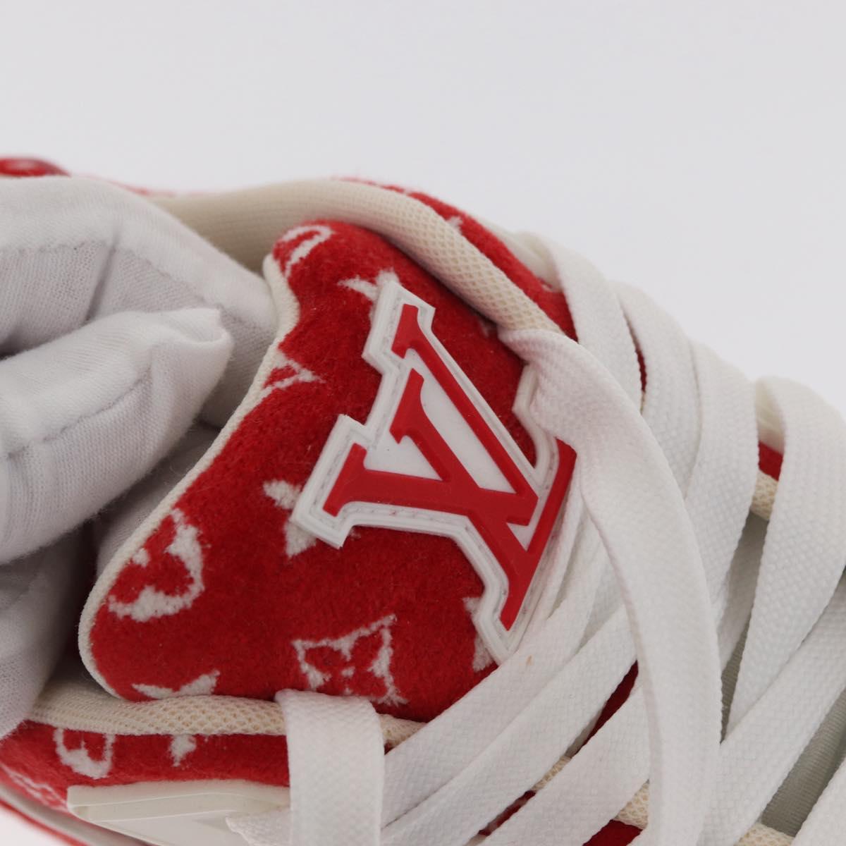 LOUIS VUITTON LV Rainer Line Fabric Sneakers Red LD0233 LV Auth ak217SM