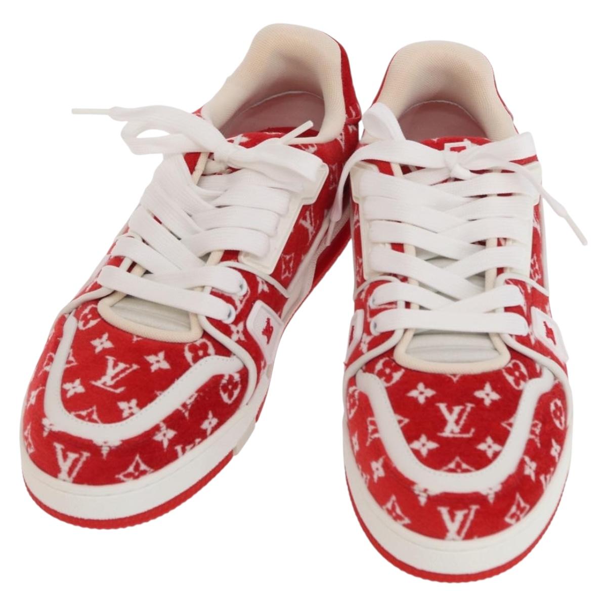 LOUIS VUITTON LV Rainer Line Fabric Sneakers Red LD0233 LV Auth ak217SM