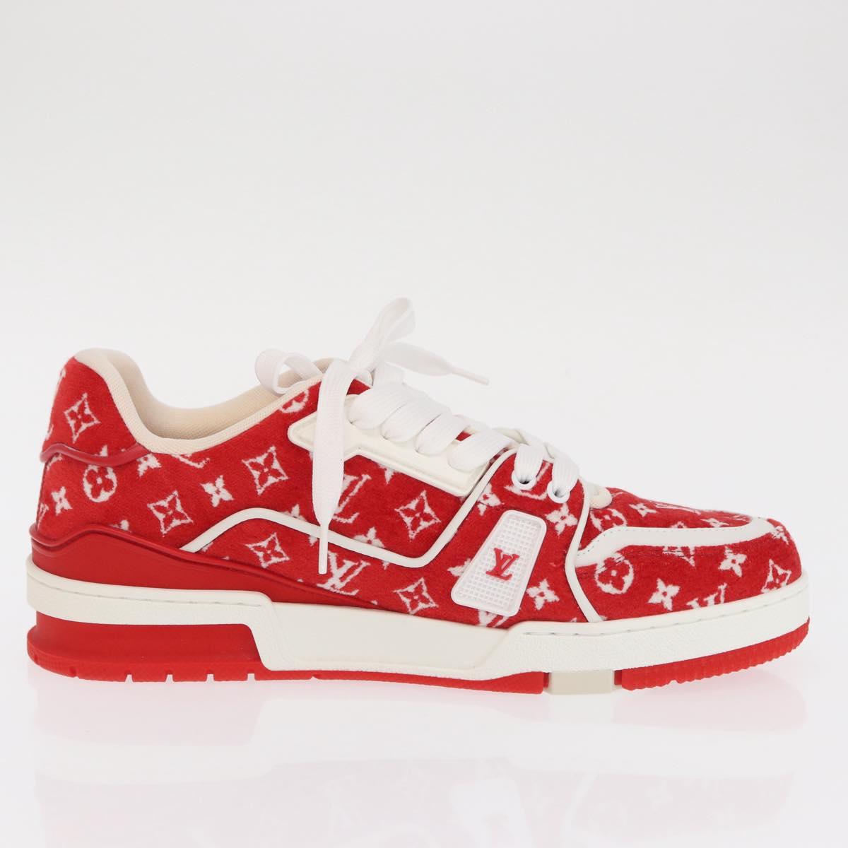 LOUIS VUITTON LV Rainer Line Fabric Sneakers Red LD0233 LV Auth ak217SM