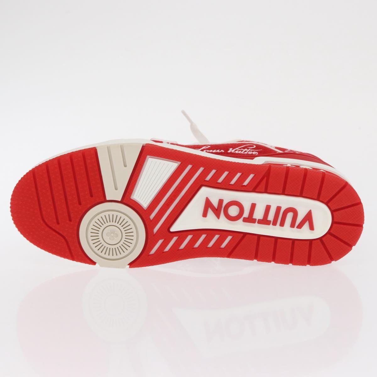 LOUIS VUITTON LV Rainer Line Fabric Sneakers Red LD0233 LV Auth ak217SM