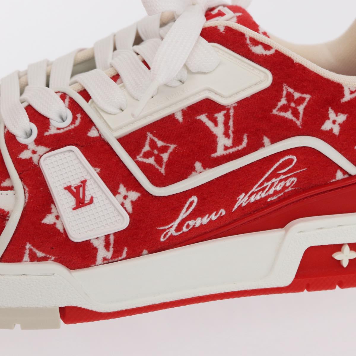 LOUIS VUITTON LV Rainer Line Fabric Sneakers Red LD0233 LV Auth ak217SM