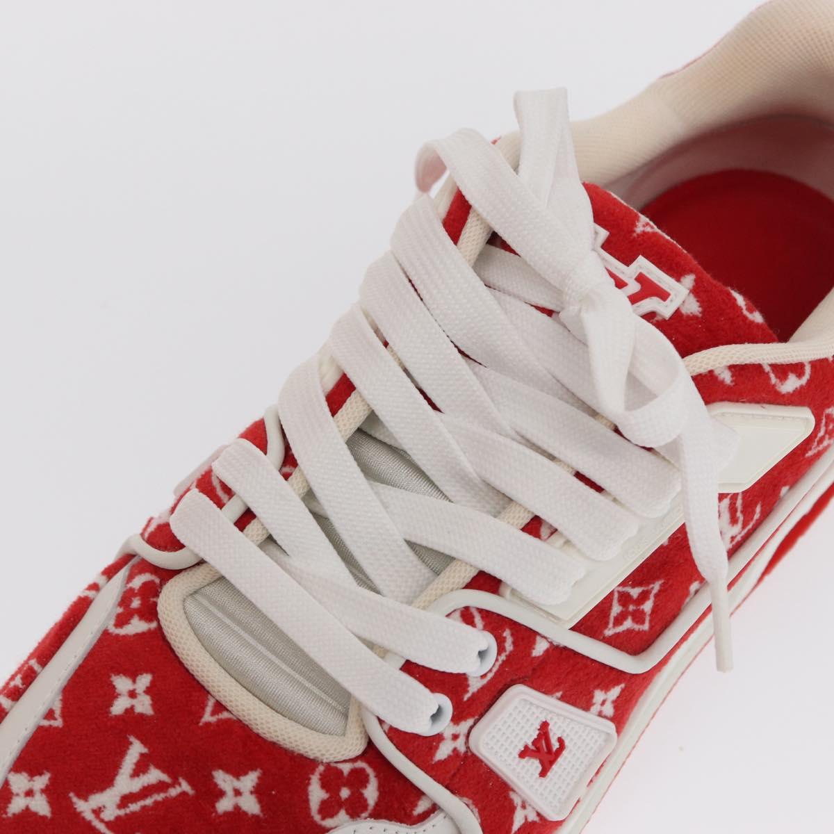 LOUIS VUITTON LV Rainer Line Fabric Sneakers Red LD0233 LV Auth ak217SM