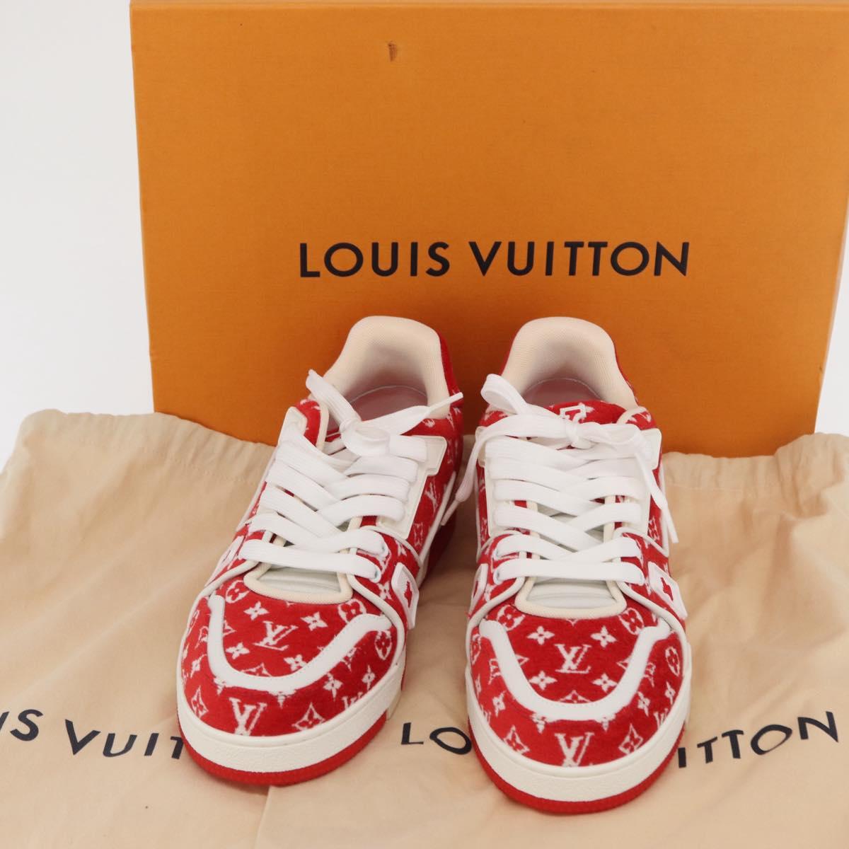 LOUIS VUITTON LV Rainer Line Fabric Sneakers Red LD0233 LV Auth ak217SM