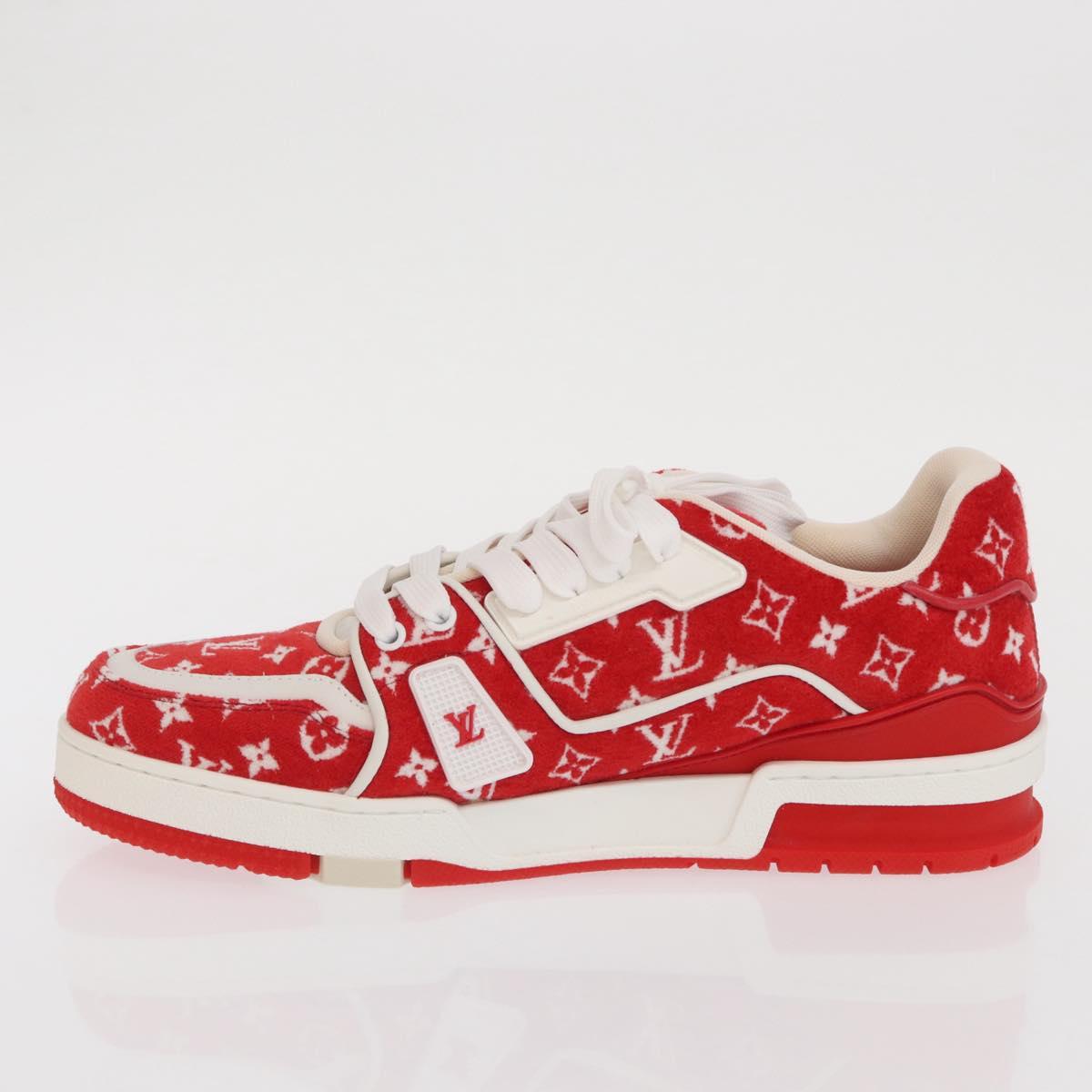 LOUIS VUITTON LV Rainer Line Fabric Sneakers Red LD0233 LV Auth ak217SM
