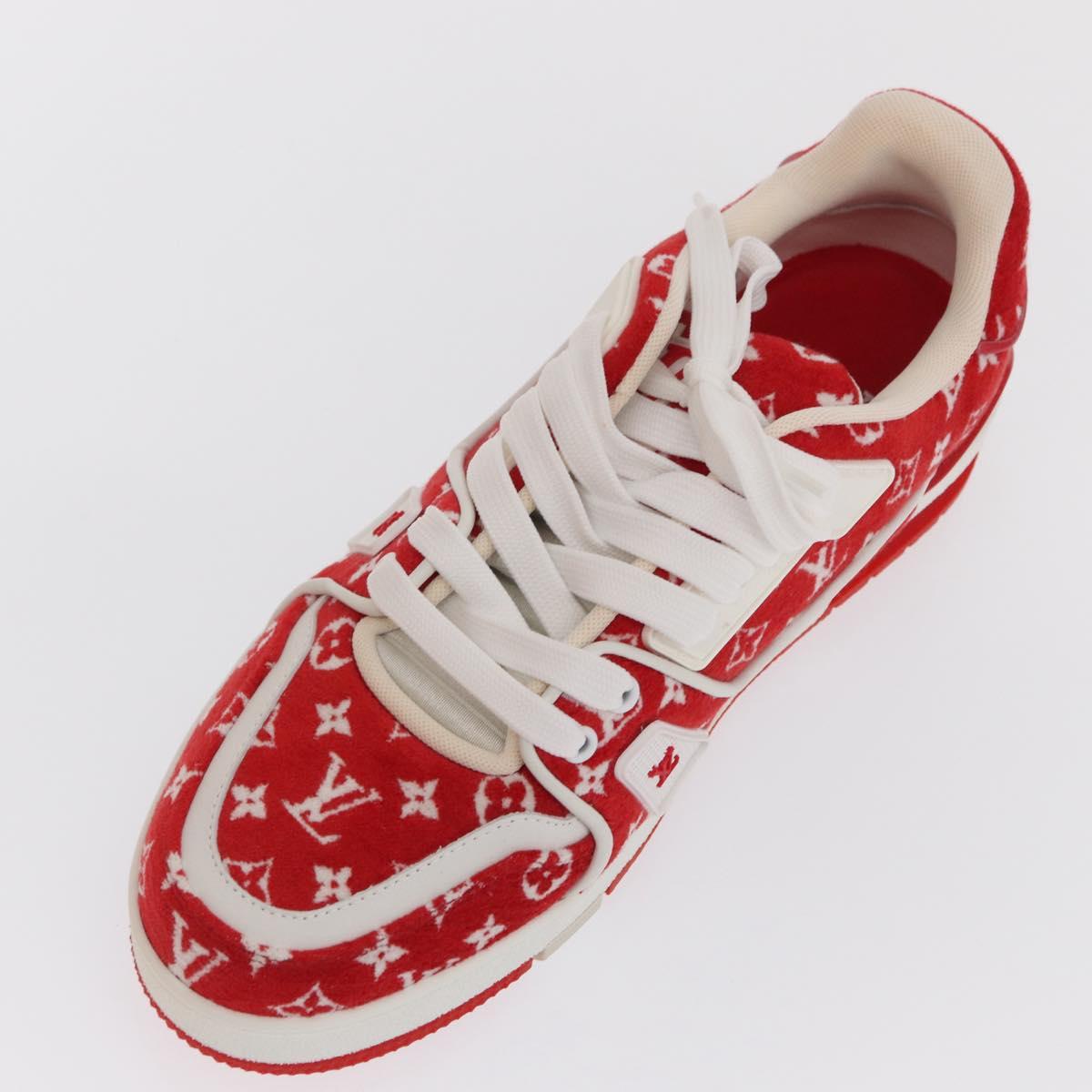 LOUIS VUITTON LV Rainer Line Fabric Sneakers Red LD0233 LV Auth ak217SM