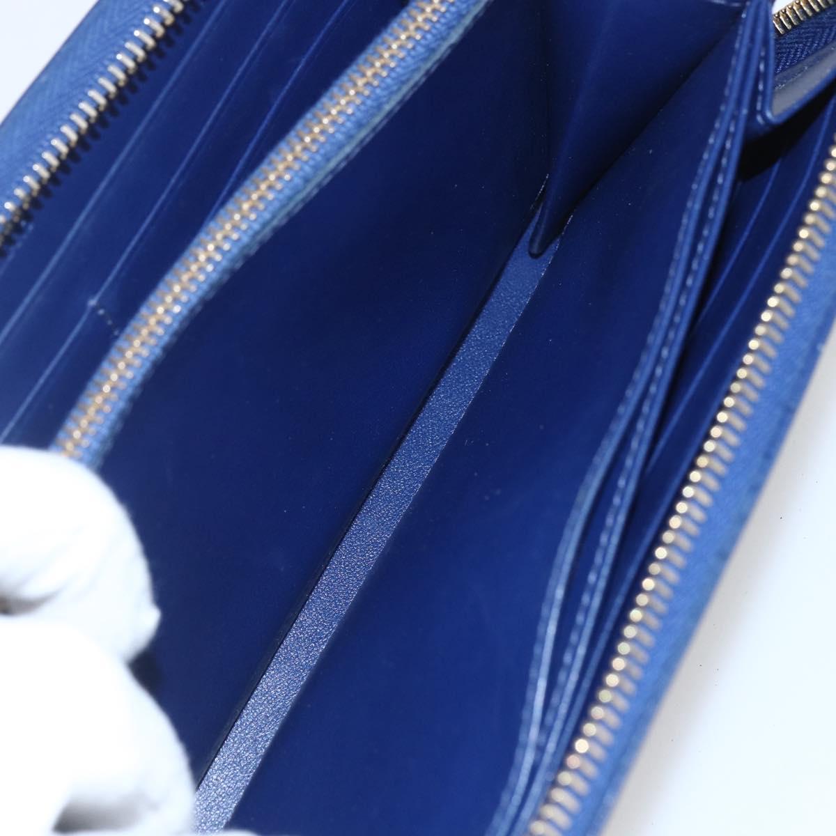 PRADA Wallet Leather Nylon Blue Gold Auth am10008