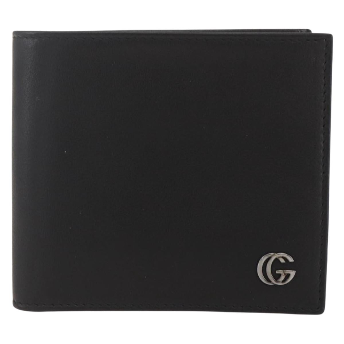 GUCCI Wallet Leather Black Auth am10009V