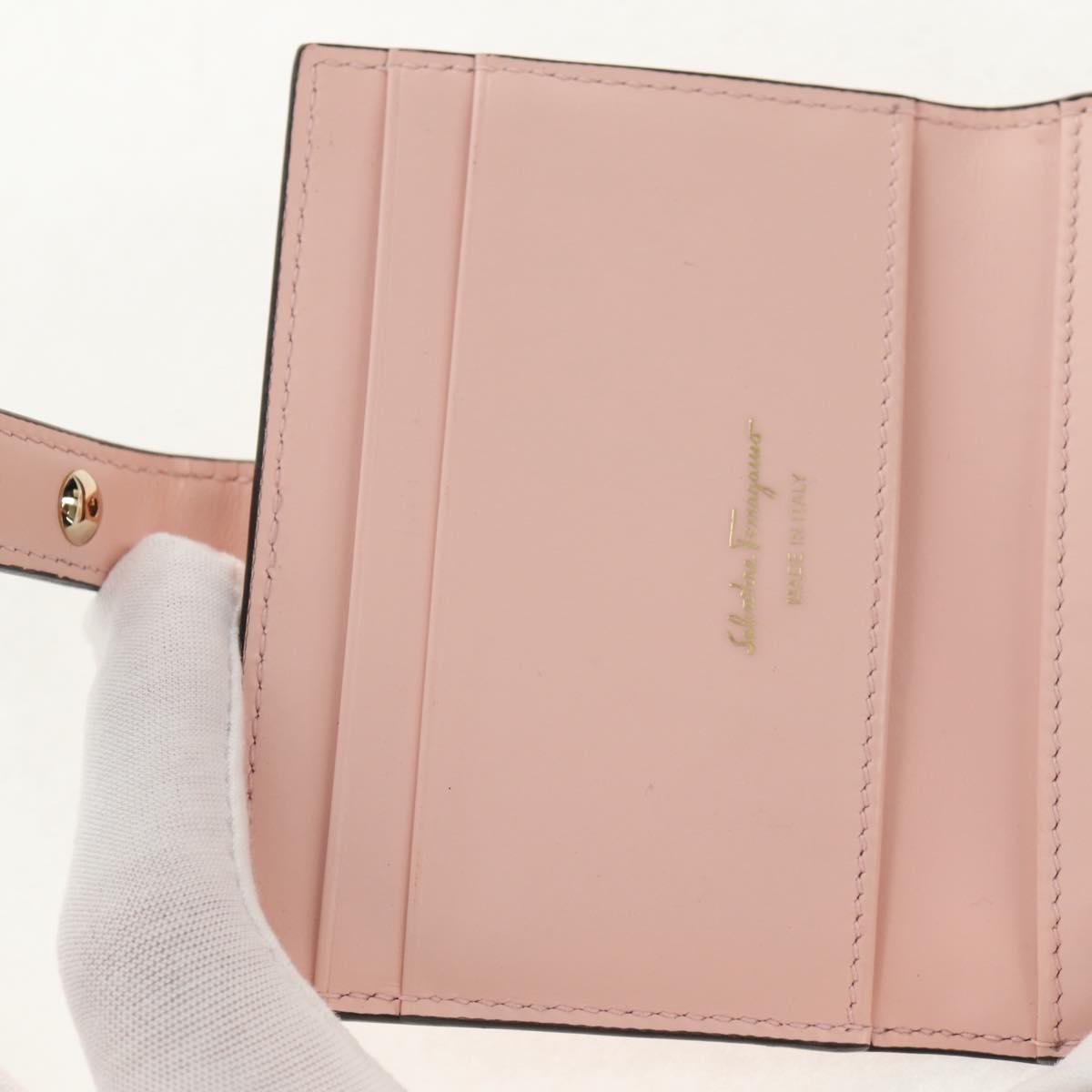 Salvatore Ferragamo Gancini Card Case Leather Pink Gold Auth am10013V