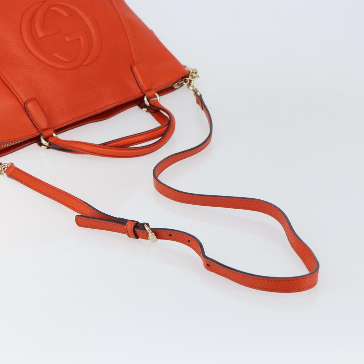 GUCCI Soho Hand Bag Leather 2way Orange Gold 369176 Auth am10017V