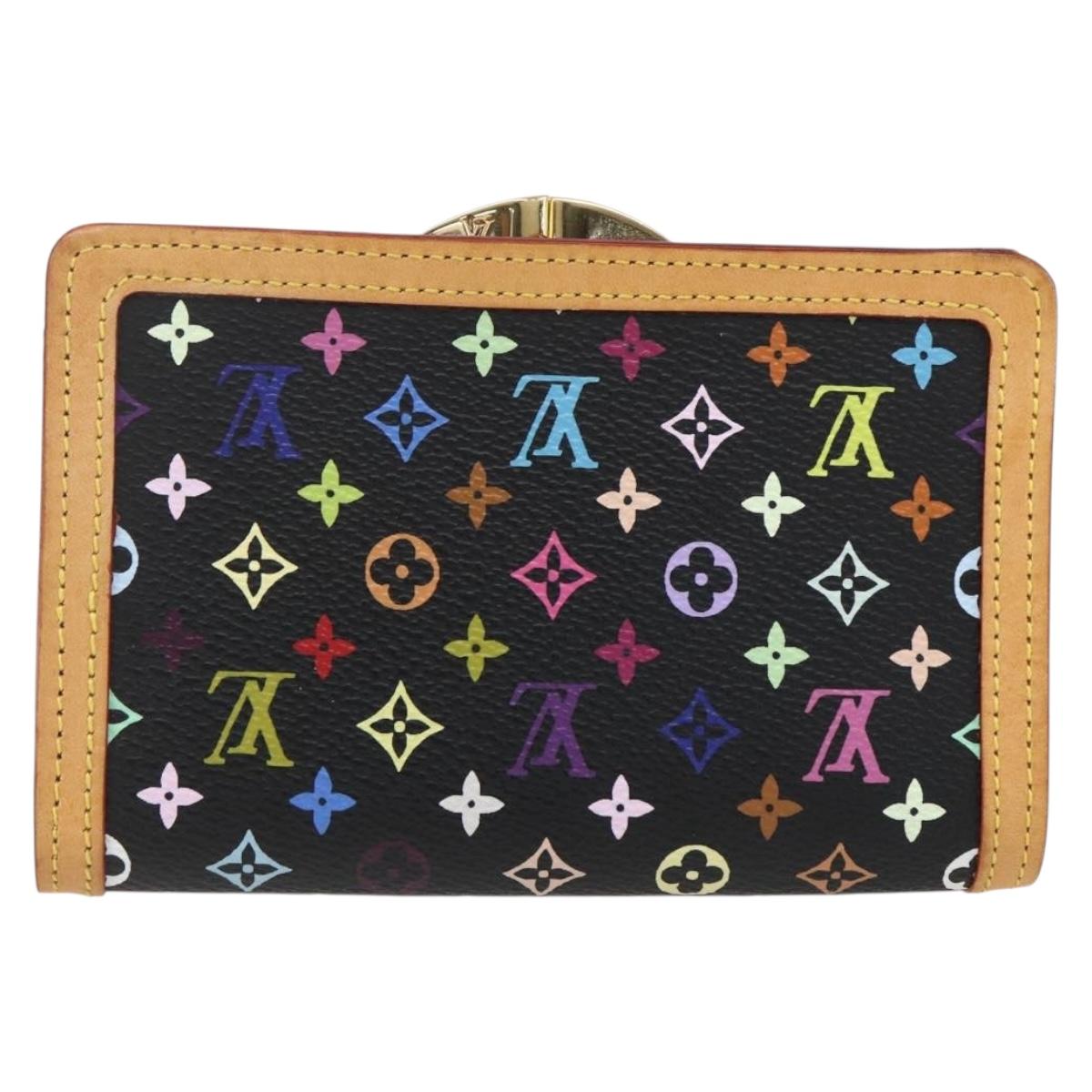 LOUIS VUITTON Multicolor Portefeuille Viennois Wallet Black M92988 Auth am10020V