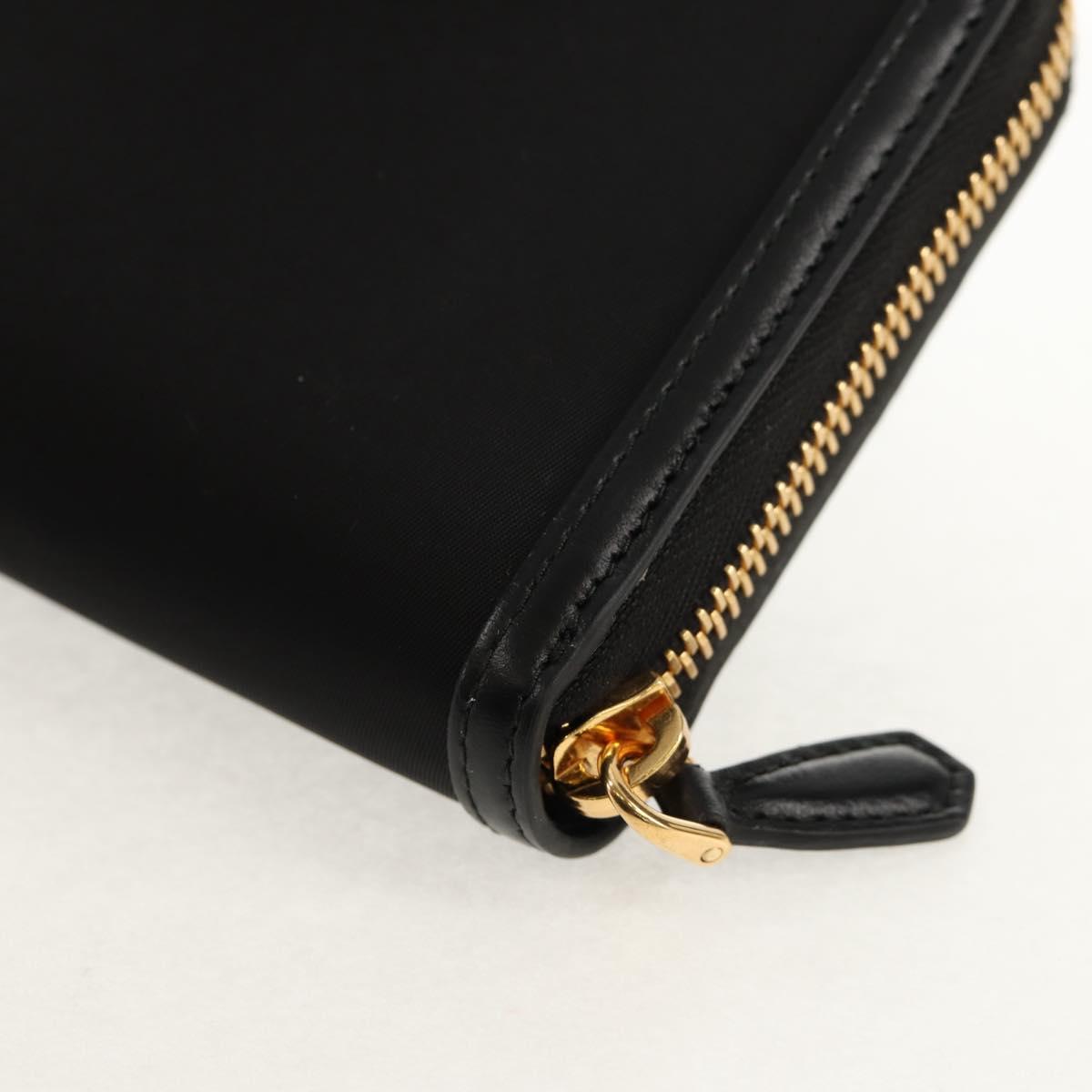 PRADA Long Wallet Leather Nylon Black Gold 1ML506 Auth am10026V