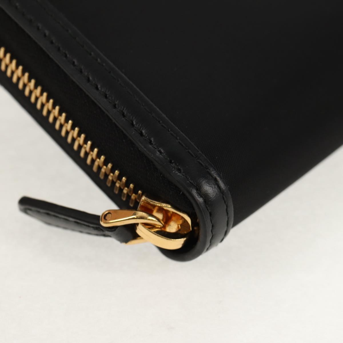 PRADA Long Wallet Leather Nylon Black Gold 1ML506 Auth am10026V