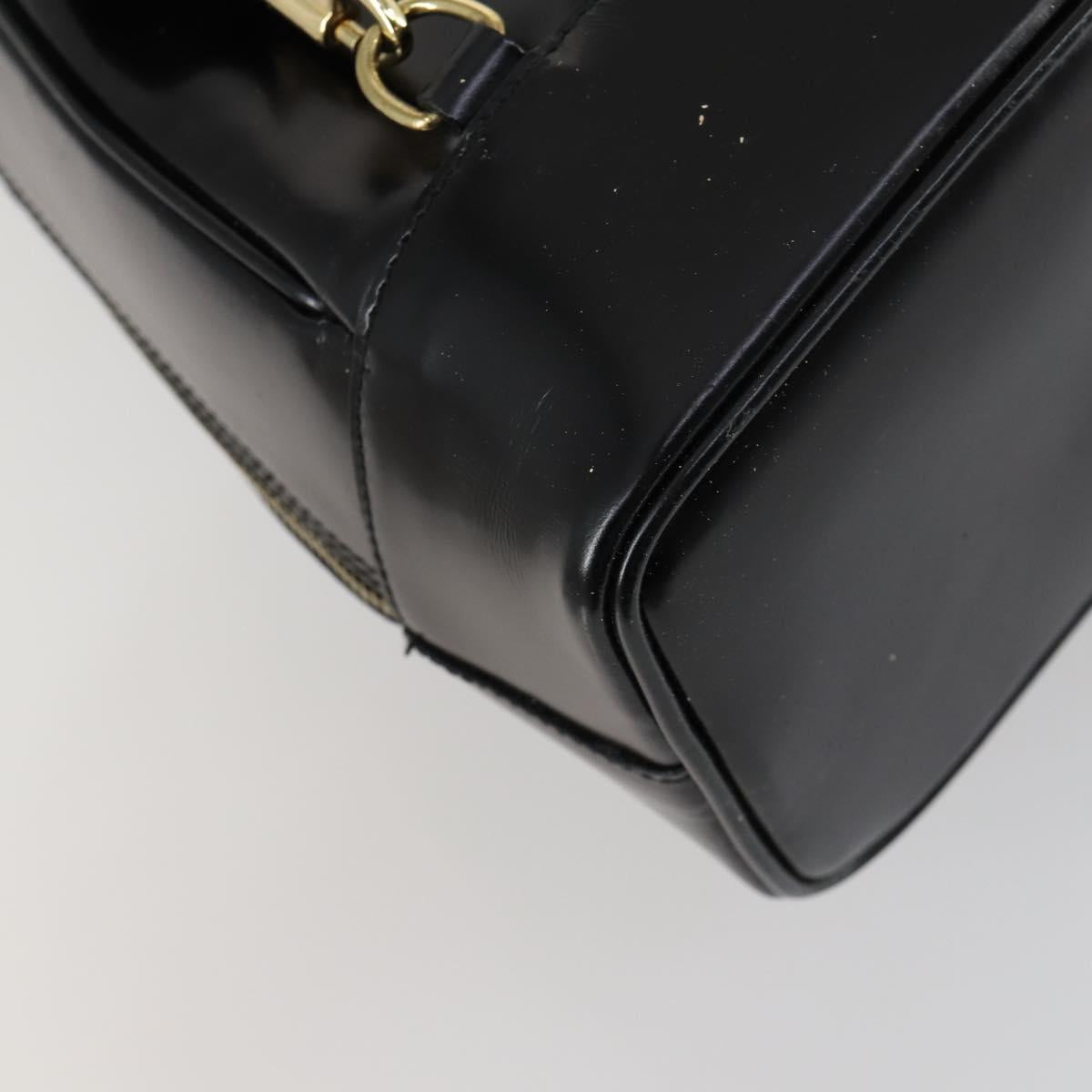 GUCCI Bamboo Body Bag Enamel Black Gold 003 2113 0027 Auth am10040