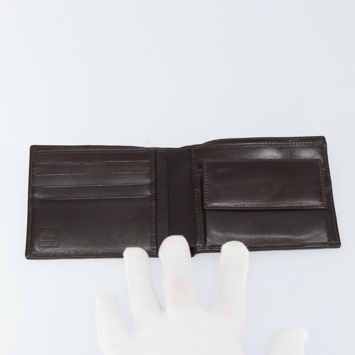FENDI Zucca Canvas Wallet Black Brown Auth am10042V